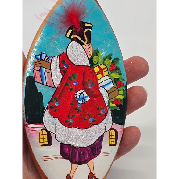 Marshall Field's Italian Blown Glass Teardrop Lady in Red Christmas Ornament NEW - Picture 2 of 4